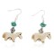 Horse Certified Authentic Navajo .925 Sterling Silver Hooks Natural Turquoise and Bone Dangle Native American Earrings 97002-16