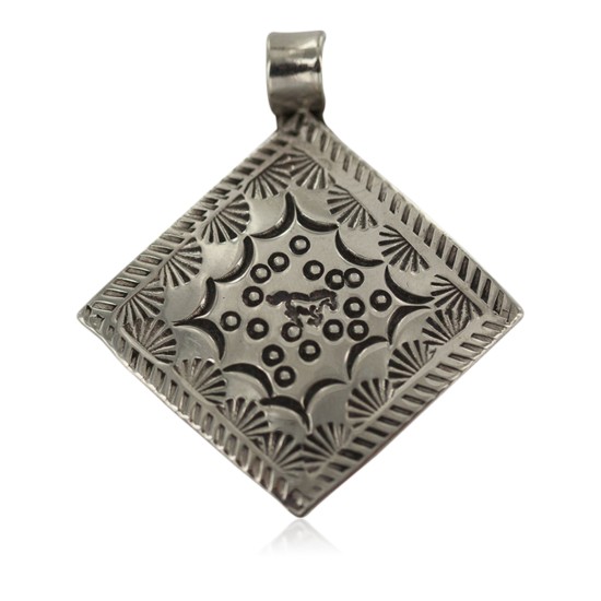 Horse Handmade Certified Authentic Navajo Native American Nickel Pendant 13128-4