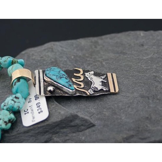 Horse Handmade RARE Certified Authentic Navajo .925 Sterling Silver 12kt Gold Filled Turquoise Native American Necklace 390578017480