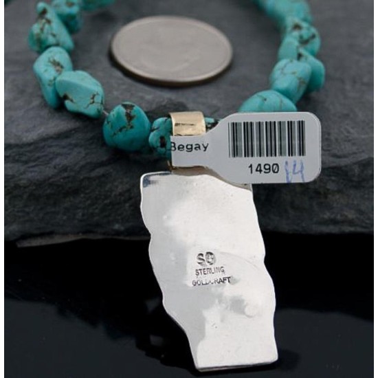 Horse Handmade RARE Certified Authentic Navajo .925 Sterling Silver 12kt Gold Filled Turquoise Native American Necklace 390578017480