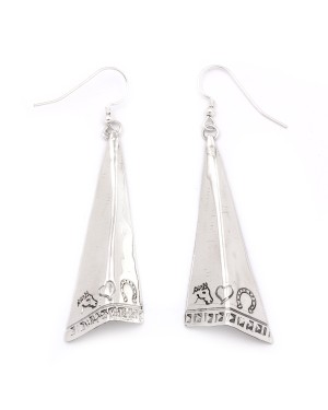 Horse Head Heart Horseshoe .925 Starling Silver Certified Authentic Handmade Navajo Native American Earrings  27265-5