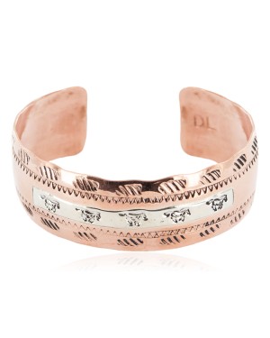 Horse Navajo .925 Sterling Silver Certified Authentic Handmade Native American Pure Copper Bracelet 13055-1