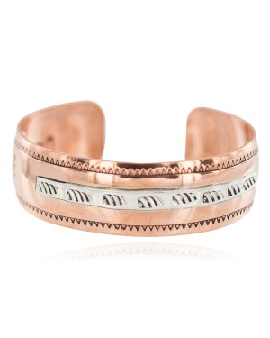 Horse Navajo .925 Sterling Silver Certified Authentic Handmade Native American Pure Copper Bracelet 92005-5