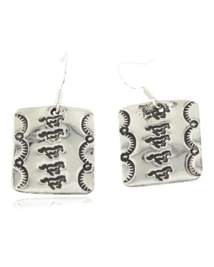 Horses Handmade Certified Authentic Nickel Navajo Native American Dangle Earrings 18172