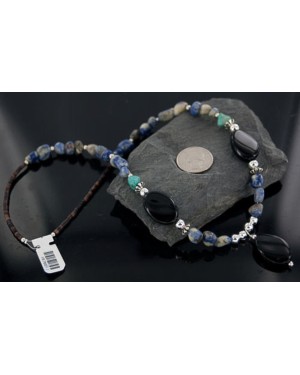 HUGE Certified Authentic Navajo .925 Sterling Silver Turquoise, Lapis and Black Onyx Native American Necklace 390907265086 HUGE Certified Authentic Navajo .925 Sterling Silver Turquoise, Lapis and Black Onyx Native American Necklace 390907265086