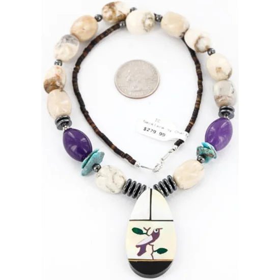 Inlaid Bird Navajo .925 Sterling Silver Agate Turquoise Native American Necklace 371030930484 Inlaid Bird Navajo .925 Sterling Silver Agate Turquoise Native American Necklace 371030930484