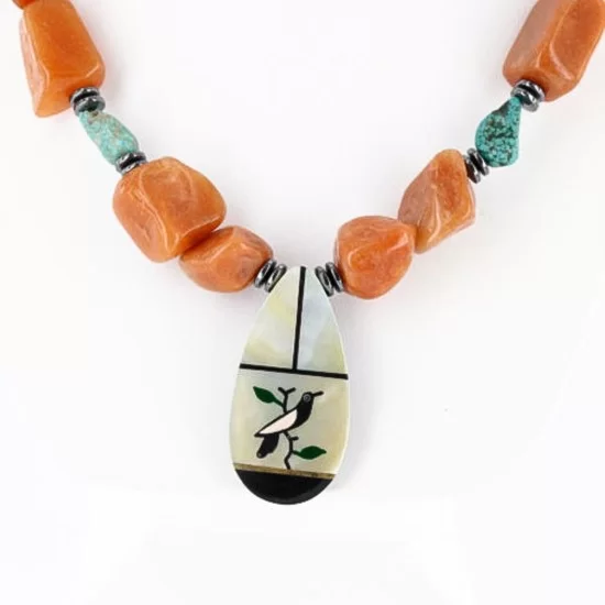 Inlaid Bird Navajo .925 Sterling Silver Carnelian Turquoise Native American Necklace 370991319039 Inlaid Bird Navajo .925 Sterling Silver Carnelian Turquoise Native American Necklace 370991319039