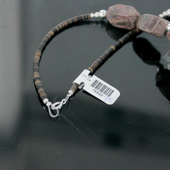 Inlaid BirdCertified Authentic Navajo .925 Sterling Silver Jasper and Turquoise Native American Necklace 15422-74