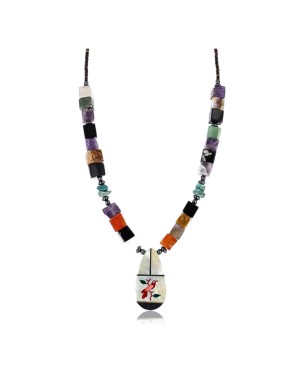 Inlaid BirdCertified Authentic Navajo .925 Sterling Silver Multicolor Turquoise Native American Necklace 390761996615