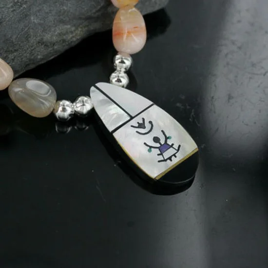 Inlaid Navajo .925 Sterling Silver Carnelian and Turquoise Native American Necklace 15213-20-0 Inlaid Navajo .925 Sterling Silver Carnelian and Turquoise Native American Necklace 15213-20-0