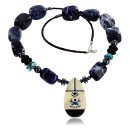 Inlaid Certified Authentic Navajo .925 Sterling Silver LAPIS and Turquoise Native American Necklace 25208