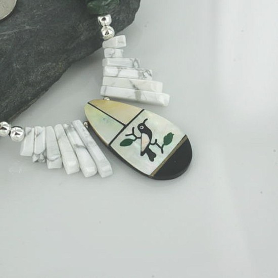 InlaidCertified Authentic Navajo .925 Sterling Silver Jade and Turquoise Native American Necklace 390662590043 InlaidCertified Authentic Navajo .925 Sterling Silver Jade and Turquoise Native American Necklace 390662590043