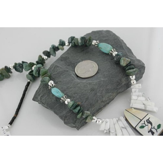 InlaidCertified Authentic Navajo .925 Sterling Silver Jade and Turquoise Native American Necklace 390662590043 InlaidCertified Authentic Navajo .925 Sterling Silver Jade and Turquoise Native American Necklace 390662590043