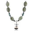InlaidCertified Authentic Navajo .925 Sterling Silver Jasper Turquoise Native American Necklace 15880-1