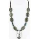 Inlaid Navajo .925 Sterling Silver Jasper Turquoise Native American Necklace 15880-1