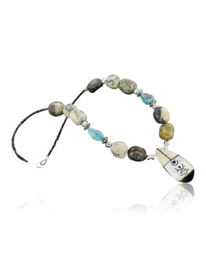 InlaidCertified Authentic Navajo .925 Sterling Silver Jasper Turquoise Native American Necklace 370877566306