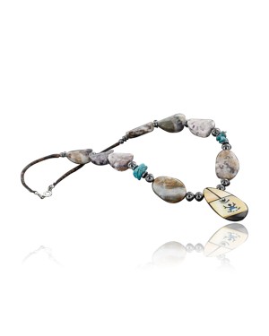 InlaidCertified Authentic Navajo .925 Sterling Silver Jasper Turquoise Native American Necklace 370983423253