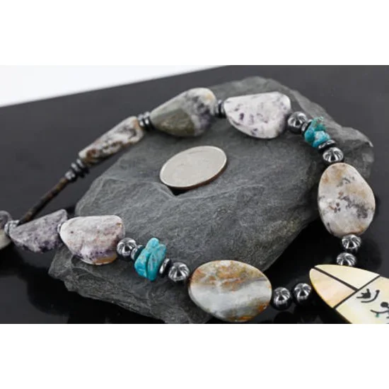 Inlaid Navajo .925 Sterling Silver Jasper Turquoise Native American Necklace 370983423253 Inlaid Navajo .925 Sterling Silver Jasper Turquoise Native American Necklace 370983423253