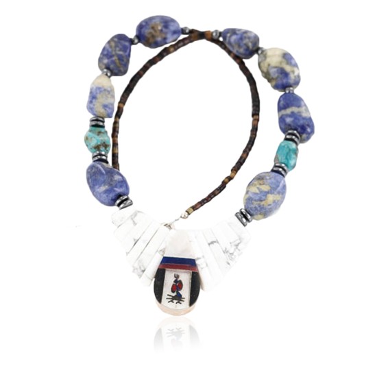 InlaidCertified Authentic Navajo .925 Sterling Silver LAPIS Turquoise Native American Necklace 15854-7