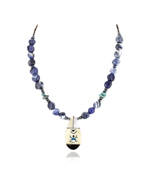InlaidCertified Authentic Navajo .925 Sterling Silver Lapis Turquoise Native American Necklace 370998054828