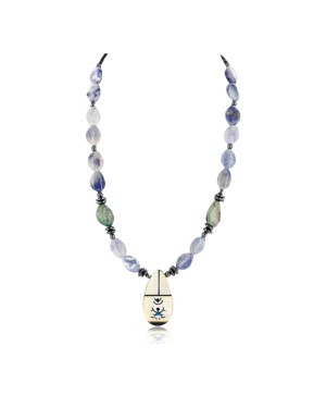 InlaidCertified Authentic Navajo .925 Sterling Silver Lapis Turquoise Native American Necklace 371033899518