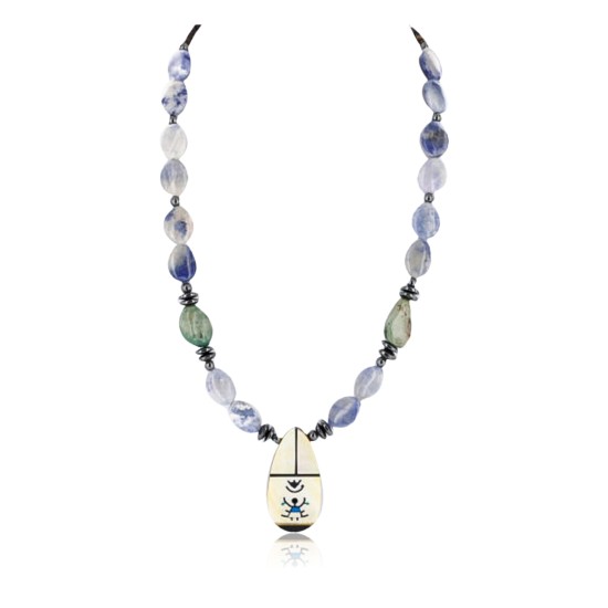 InlaidCertified Authentic Navajo .925 Sterling Silver Lapis Turquoise Native American Necklace 371033899518