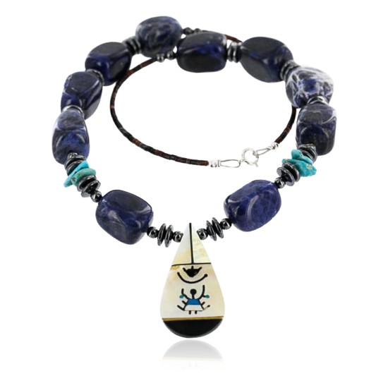 InlaidCertified Authentic Navajo .925 Sterling Silver LAPIS Turquoise Native American Necklace 371068469412