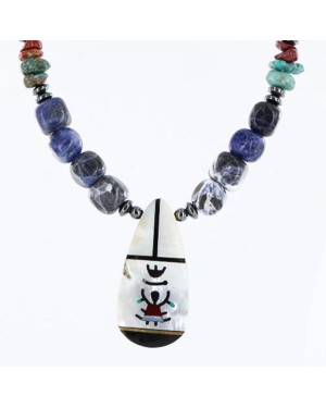 InlaidCertified Authentic Navajo .925 Sterling Silver Lapis Turquoise Native American Necklace 390760779010