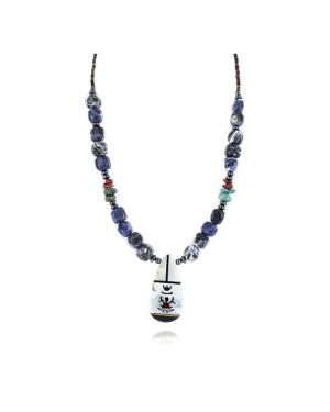 InlaidCertified Authentic Navajo .925 Sterling Silver Lapis Turquoise Native American Necklace 390760779010