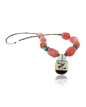 InlaidCertified Authentic Navajo .925 Sterling Silver Quartz Turquoise Native American Necklace 15810-41
