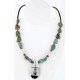 InlaidCertified Authentic Navajo .925 Sterling Silver Quartz Turquoise Native American Necklace 15824-15