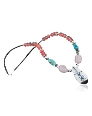 InlaidCertified Authentic Navajo .925 Sterling Silver Quartz Turquoise Native American Necklace 370880216537
