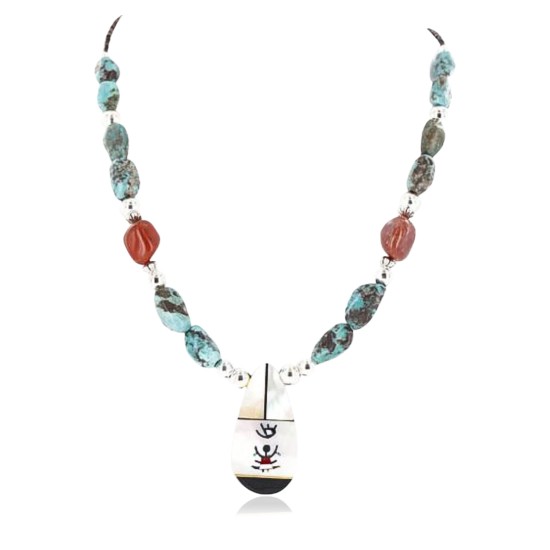 InlaidCertified Authentic Navajo .925 Sterling Silver Turquoise Native American Necklace 390826422074