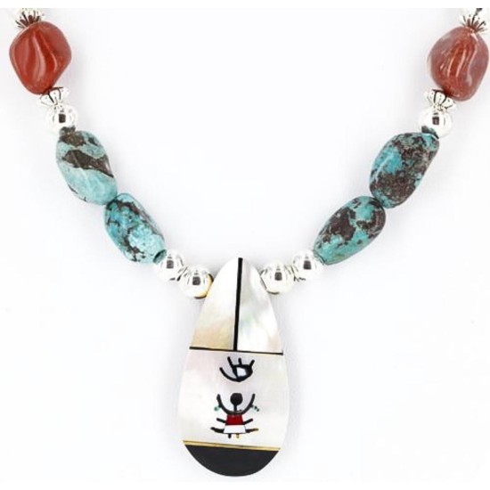 InlaidCertified Authentic Navajo .925 Sterling Silver Turquoise Native American Necklace 390826422074