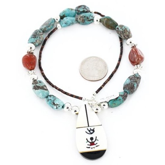 InlaidCertified Authentic Navajo .925 Sterling Silver Turquoise Native American Necklace 390826422074