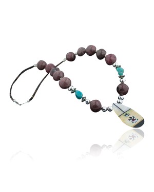 InlayCertified Authentic Navajo .925 Sterling Silver Jasper Turquoise Native American Necklace 390647993745