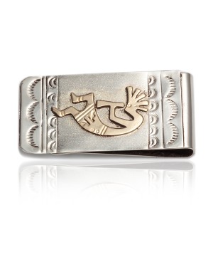 Kokopelli 12kt Gold Filled and .925 Sterling Silver Certified Authentic Handmade Navajo Native American Money Clip NB151218183851