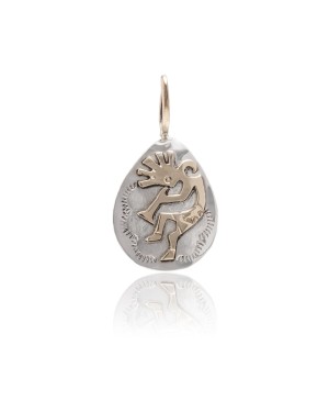 Kokopelli 12kt Gold Filled and .925 Sterling Silver Certified Authentic Handmade Very Delicate Navajo Native American Pendant 24472