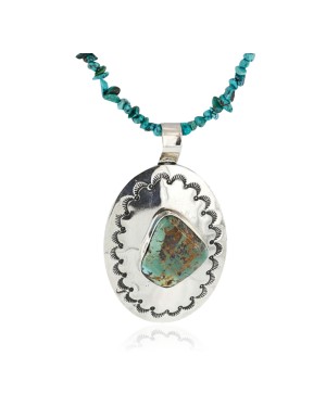 Lage HANDMADE Certified Authentic Navajo .925 Sterling Silver Turquoise Native American Necklace 390891629997