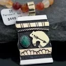 Large 12kt Gold Filled, Handmade Bear Arrow Turquoise .925 Sterling Silver Navajo Native American Necklace 390584255510