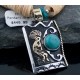 Large 12kt Gold Filled Handmade Kokopelli Certified Authentic Navajo .925 Sterling Silver Turquoise Native American Necklace 370805366233