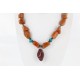 Certified Authentic Navajo .925 Sterling Silver Natural Carnelian Turquoise Jasper Native American Necklace 15800-32
