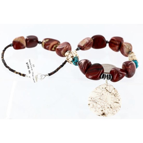 Certified Authentic Navajo .925 Sterling Silver Natural WHITE Turquiose Jasper Native American Necklace 390754340231
