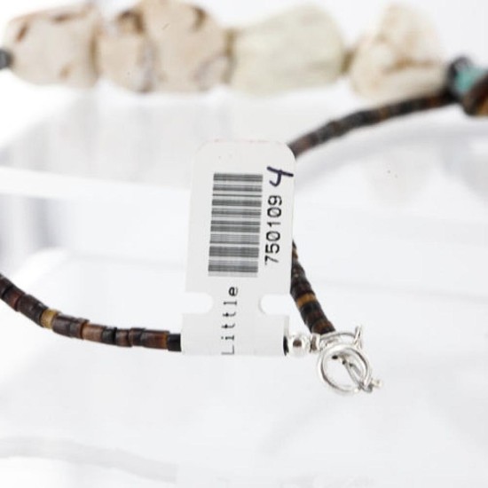 Large $220 Certified Authentic Navajo .925 Sterling Silver Natural Turquoise Tigers Eye Native American Necklace 750109-4