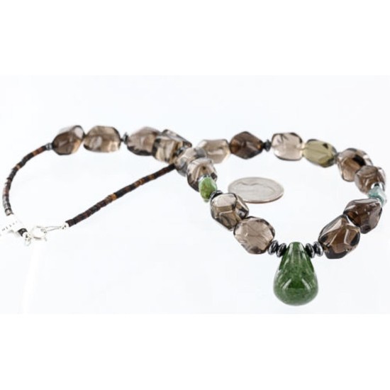 Large $220 Certified Authentic Navajo .925 Sterling Silver Natural Turquoise Quartz Native American Necklace 370997988701