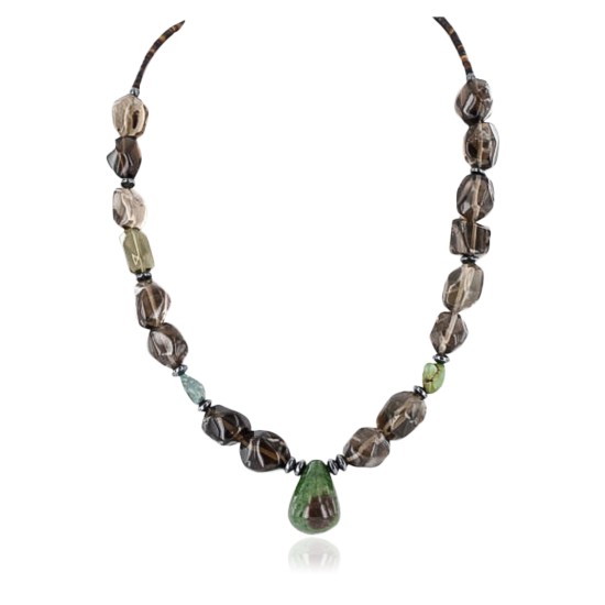 Large $220 Certified Authentic Navajo .925 Sterling Silver Natural Turquoise Quartz Native American Necklace 370997988701