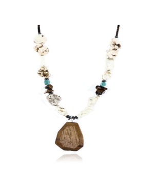 Large $220 Certified Authentic Navajo .925 Sterling Silver Natural Turquoise Tigers Eye Native American Necklace 750109-4