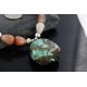 Large $250 Certified Authentic Navajo .925 Sterling Silver Natural Turquoise and Carnelian Native American Necklace 15773-2