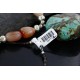 Large $250 Certified Authentic Navajo .925 Sterling Silver Natural Turquoise and Carnelian Native American Necklace 15773-2