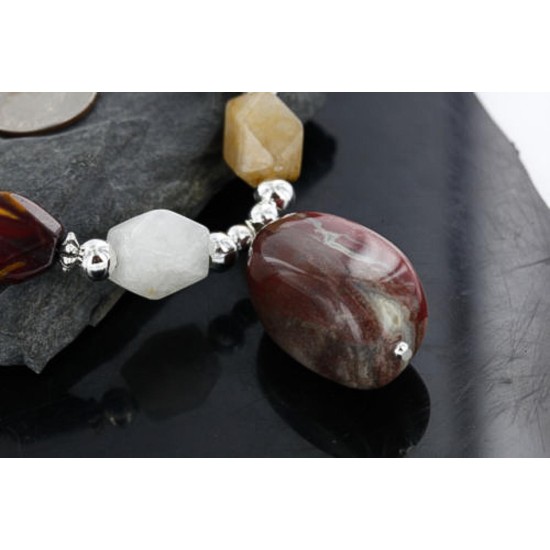 Certified Authentic Navajo .925 Sterling Silver Natural Jasper Carnelian Turquoise Native American Necklace 15768-3-0